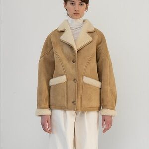 LE Shearling Collar Mustang Jacket_Beige